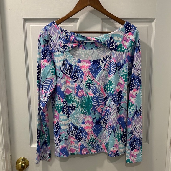 Lilly Pulitzer Tristan Long Sleeve Jersey Knit Top Size Large Resortwear - Picture 7 of 7
